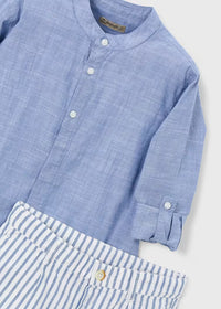 Conjunto de bermuda y camisa con lino de manga larga niño