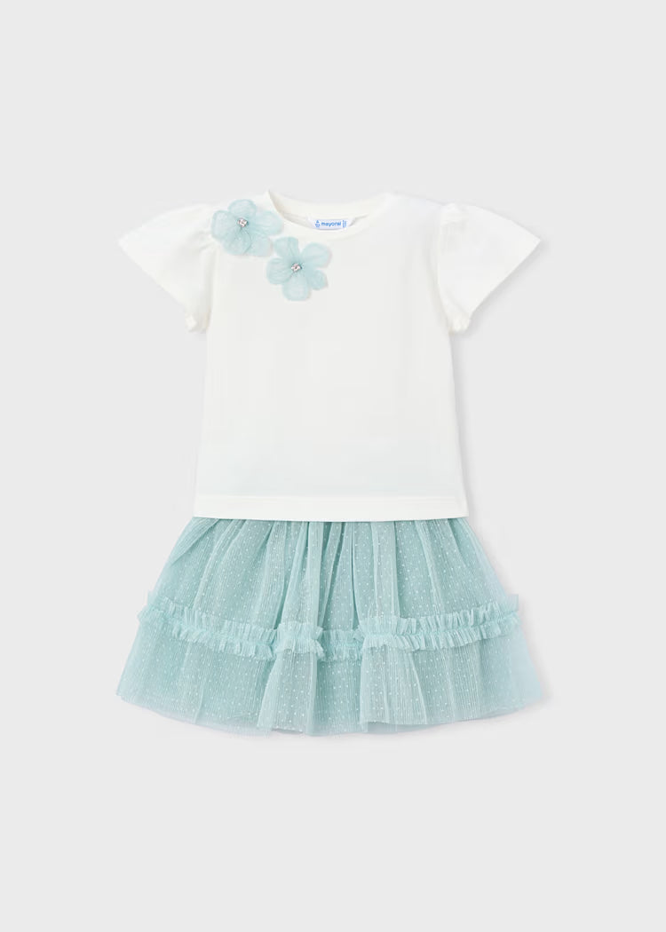 Conjunto falda tul y camiseta niña