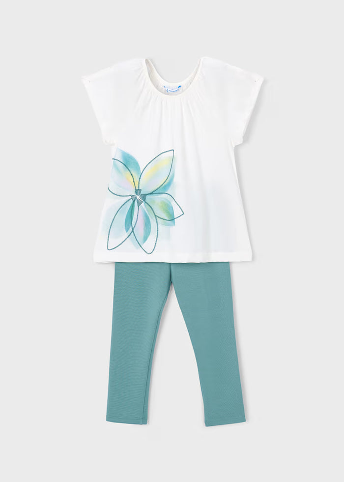 Conjunto legging y camiseta flor niña