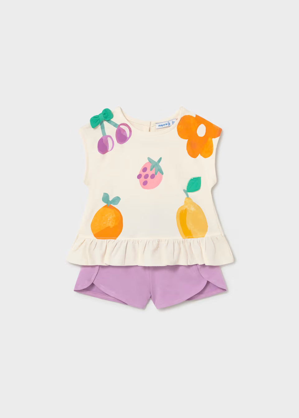 Conjunto pantalón corto y camiseta frutas bebé