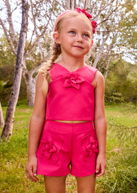 Conjunto pantalón corto y top flor niña