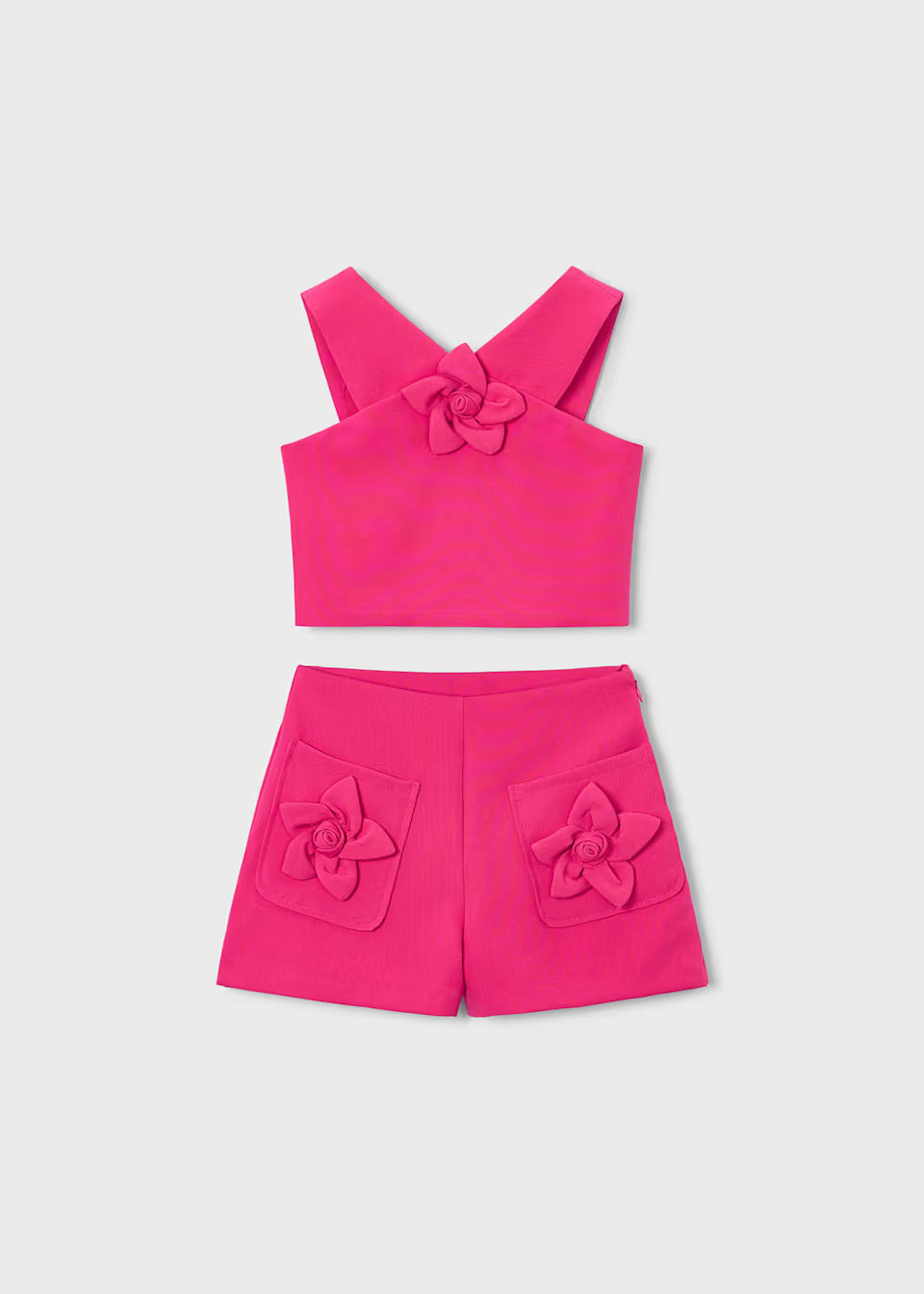 Conjunto pantalón corto y top flor niña