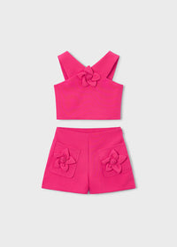 Conjunto pantalón corto y top flor niña