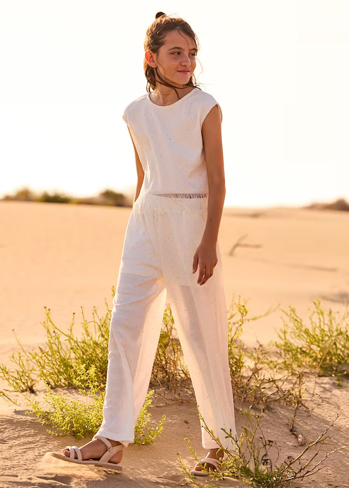 Conjunto pantalón largo strass y top chica