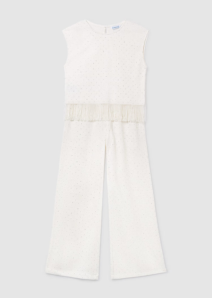 Conjunto pantalón largo strass y top chica