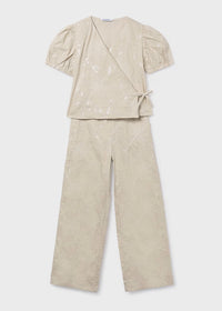 Conjunto pantalón largo y blusa con bordados chica