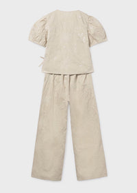 Conjunto pantalón largo y blusa con bordados chica