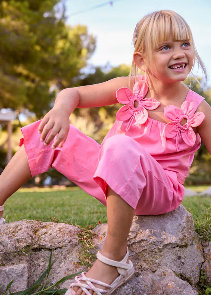 Conjunto pantalón largo y blusa flores niña