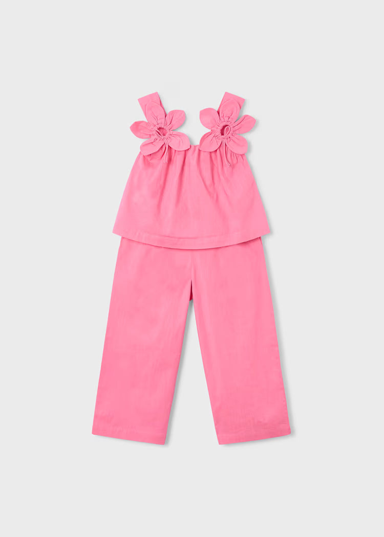 Conjunto pantalón largo y blusa flores niña
