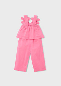 Conjunto pantalón largo y blusa flores niña