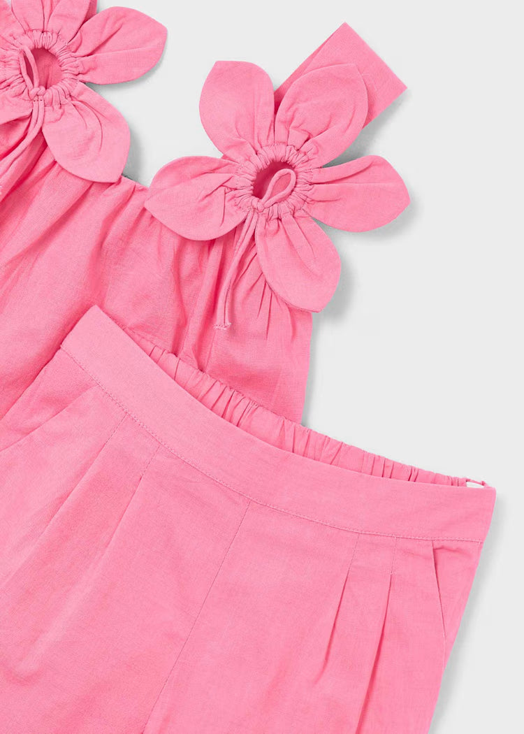 Conjunto pantalón largo y blusa flores niña