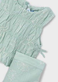 Conjunto pantalón largo y top fruncido para niña