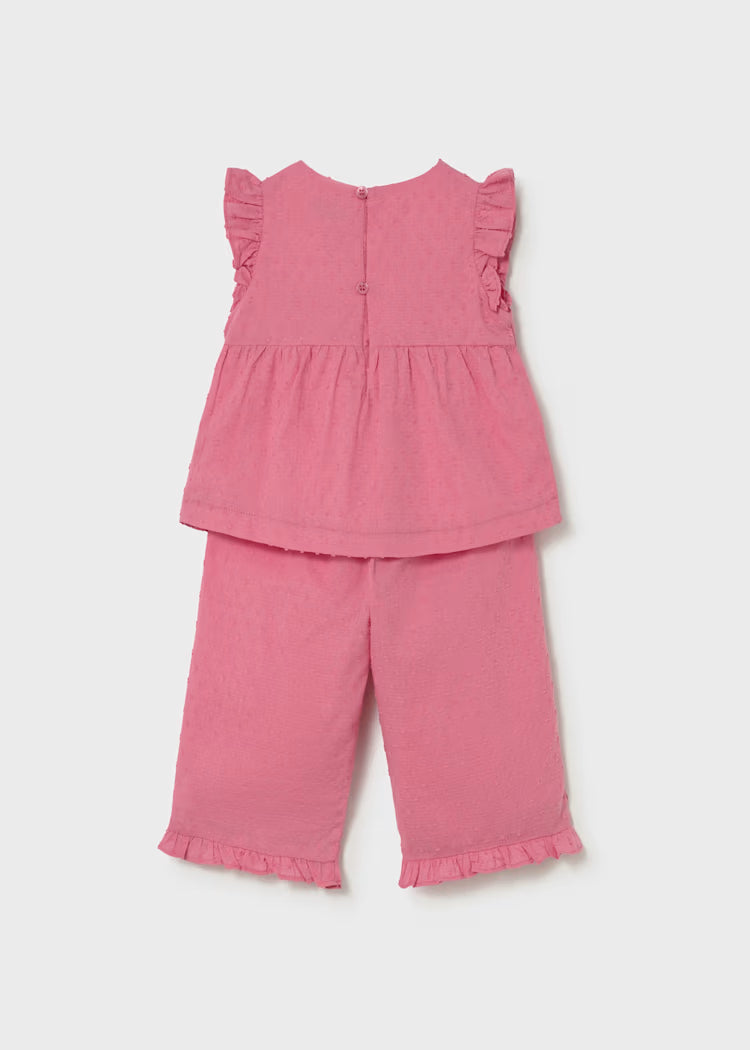 Conjunto pantalón y blusa volantes bebé
