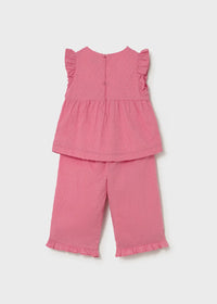 Conjunto pantalón y blusa volantes bebé