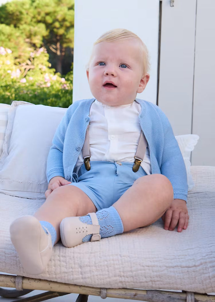Conjunto short tirantes y camisa recién nacido