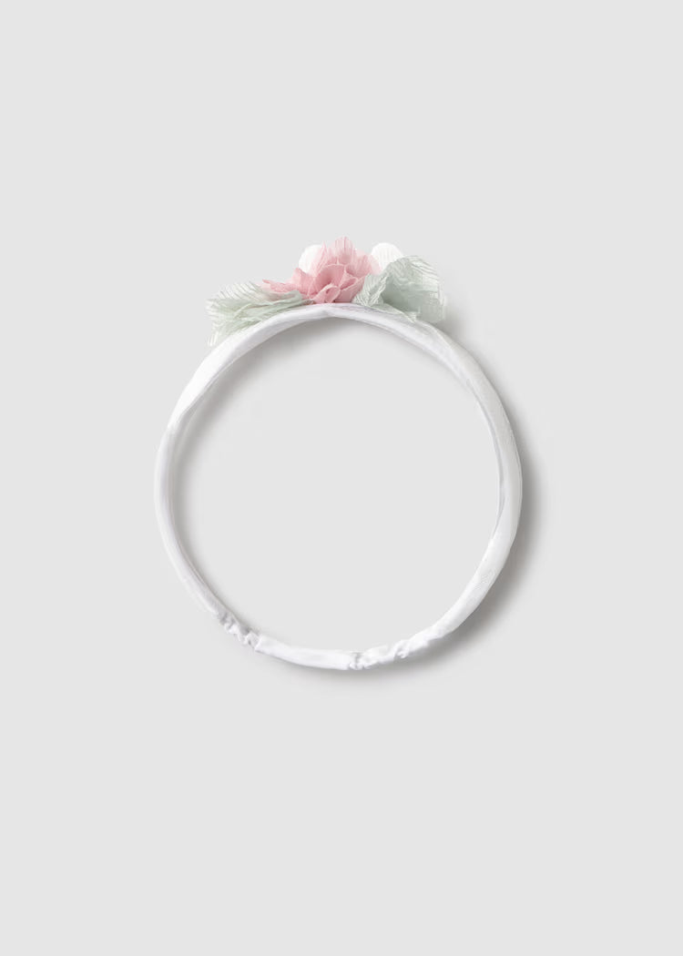 Diadema floral para ceremonias de recién nacida