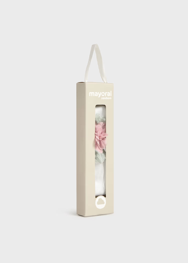 Diadema floral para ceremonias de recién nacida