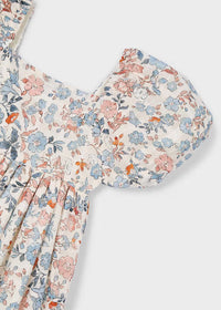 Vestido floral de manga abullonada para niña