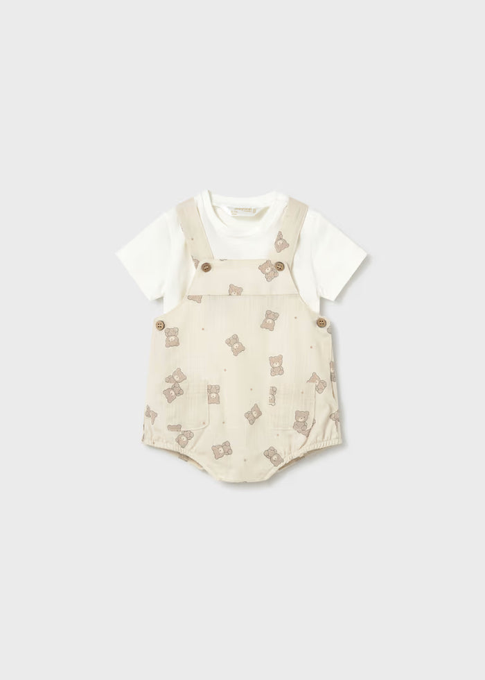 Peto corto estampado con camiseta recién nacido