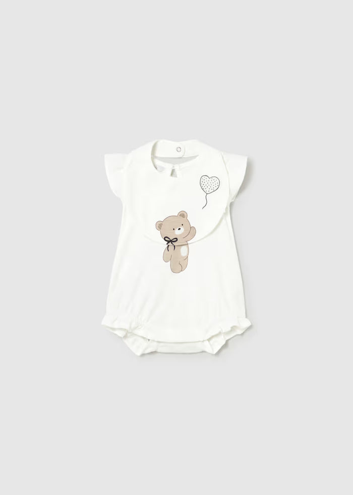 Pijama corto volante con babero recién nacida