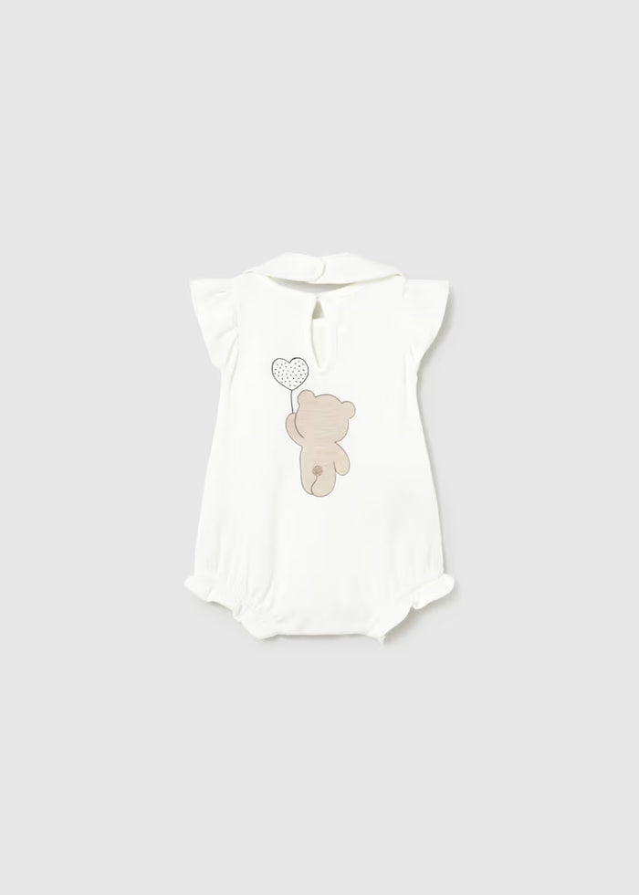 Pijama corto volante con babero recién nacida