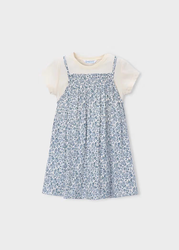 Vestido estampado combinado para niña