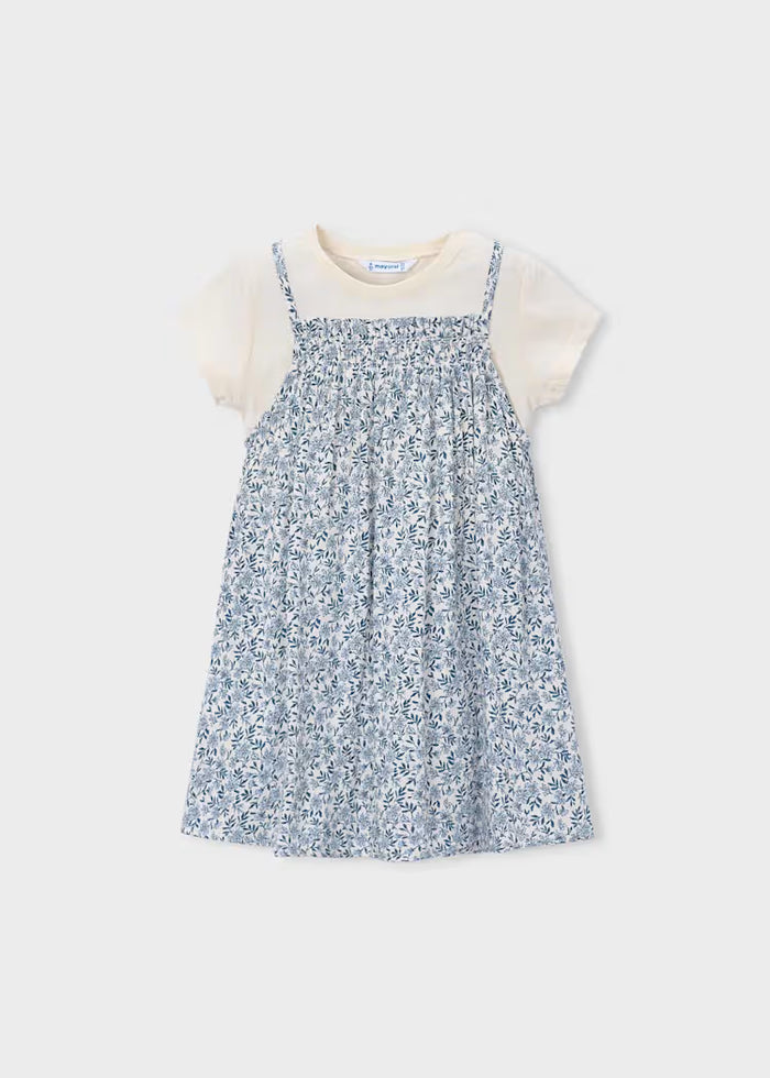 Vestido estampado combinado para niña
