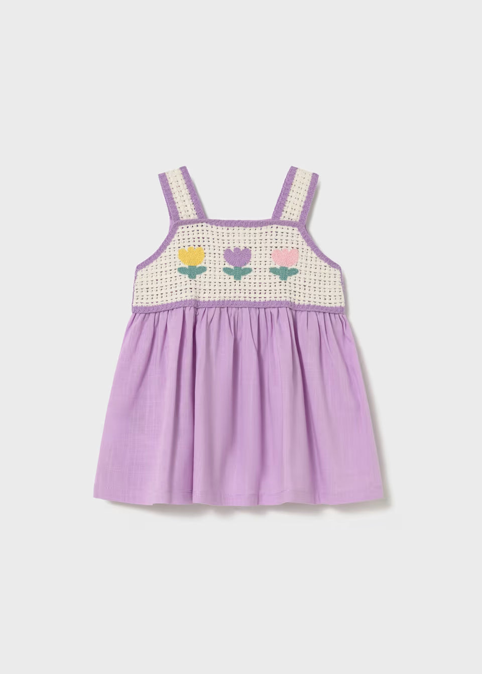 Vestido combinado crochet bebé
