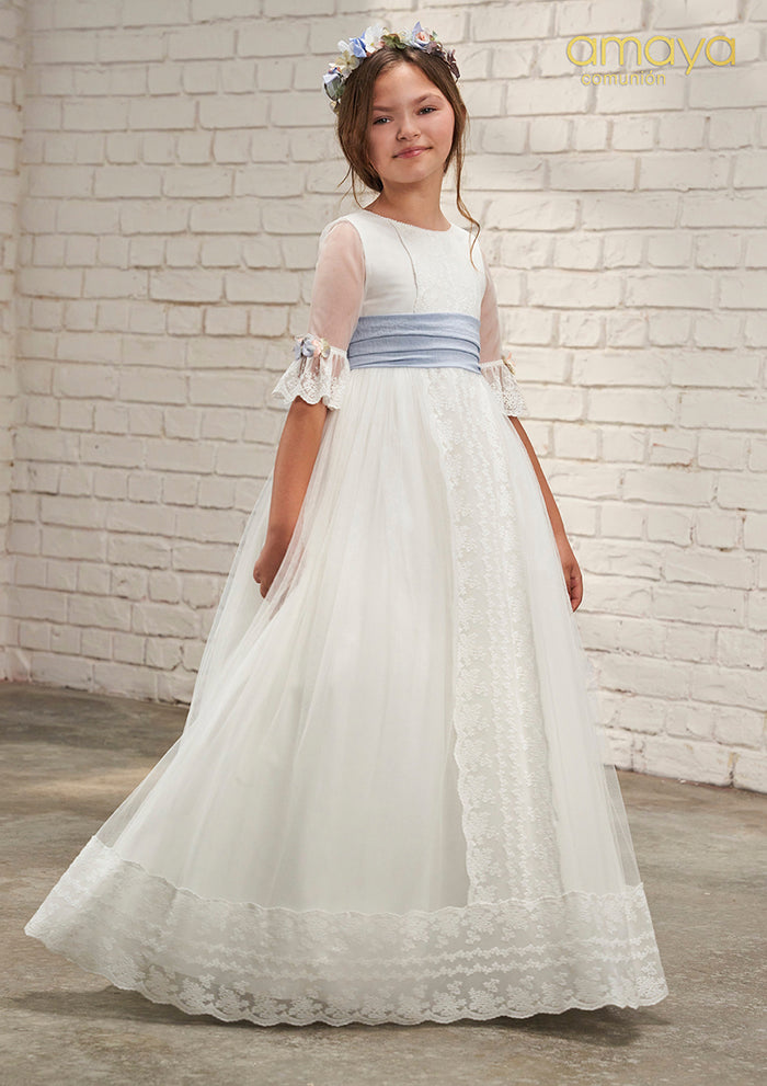 Vestido comunión lazo ázul