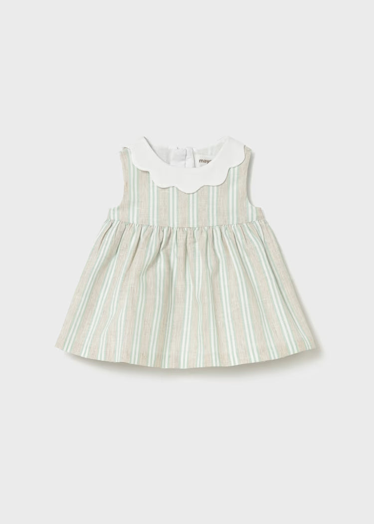 Vestido con lino rayas recién nacida