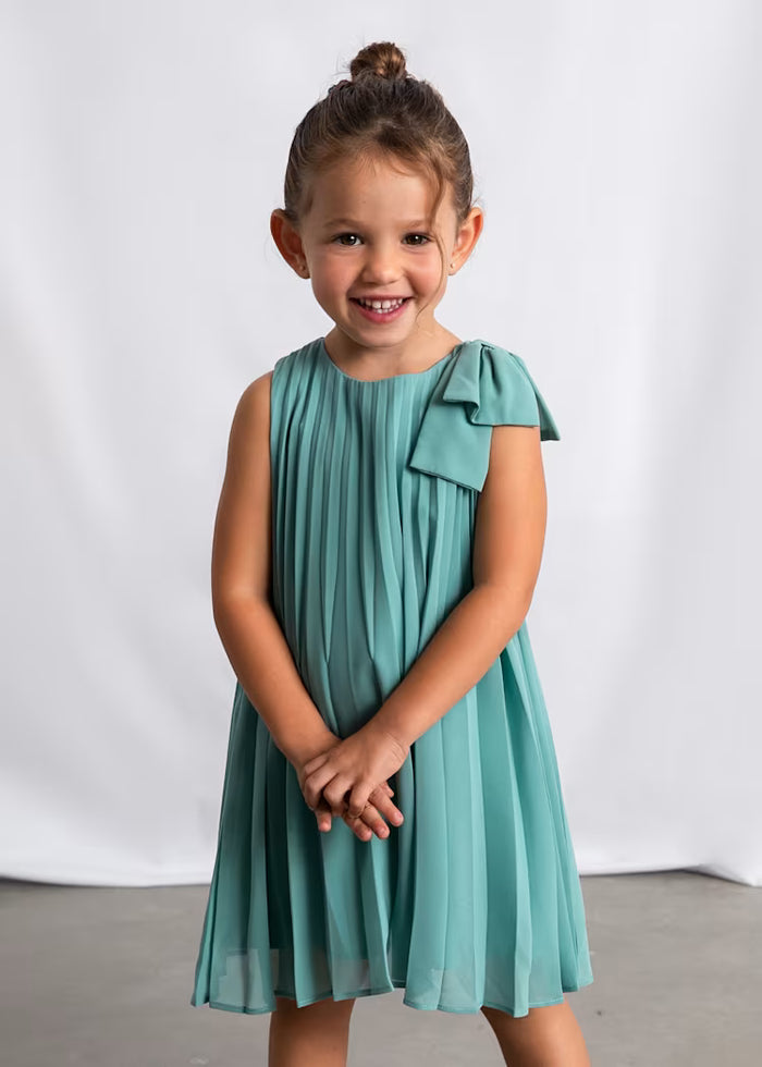 Vestido plisado lazo niña