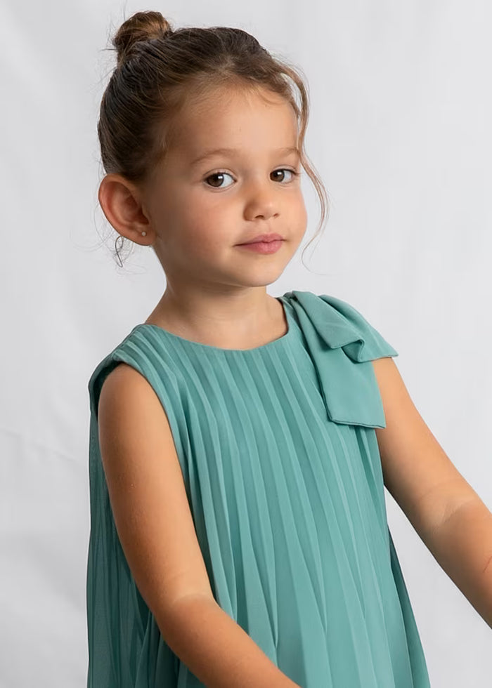Vestido plisado lazo niña