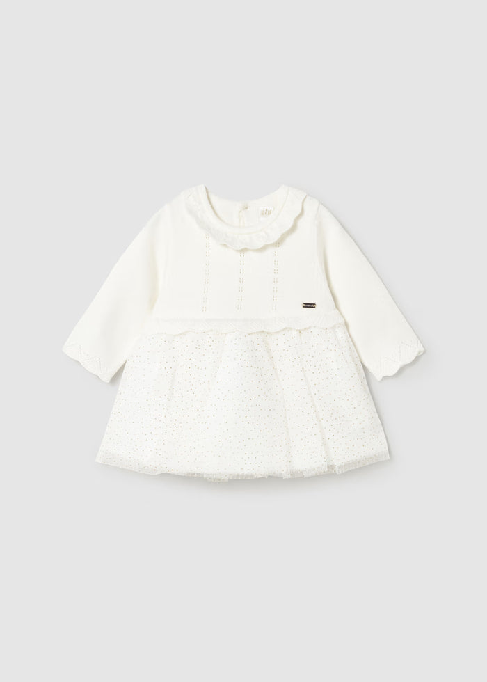 Vestido tricot y tul recién nacida