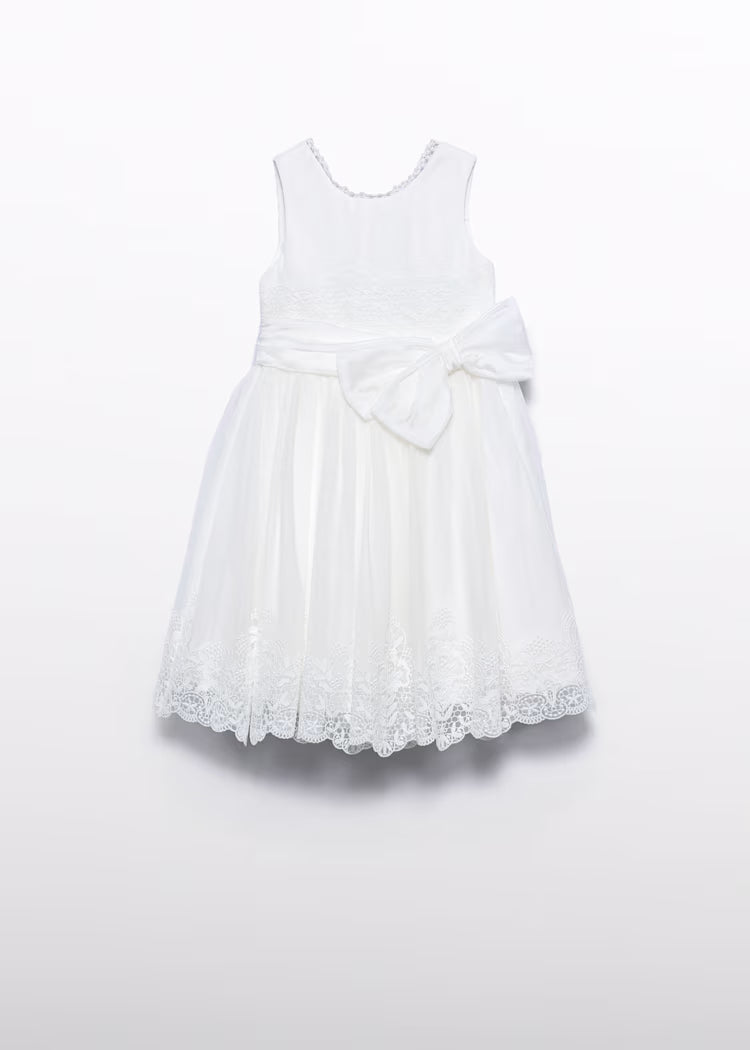 Vestido tul bordado lazada niña