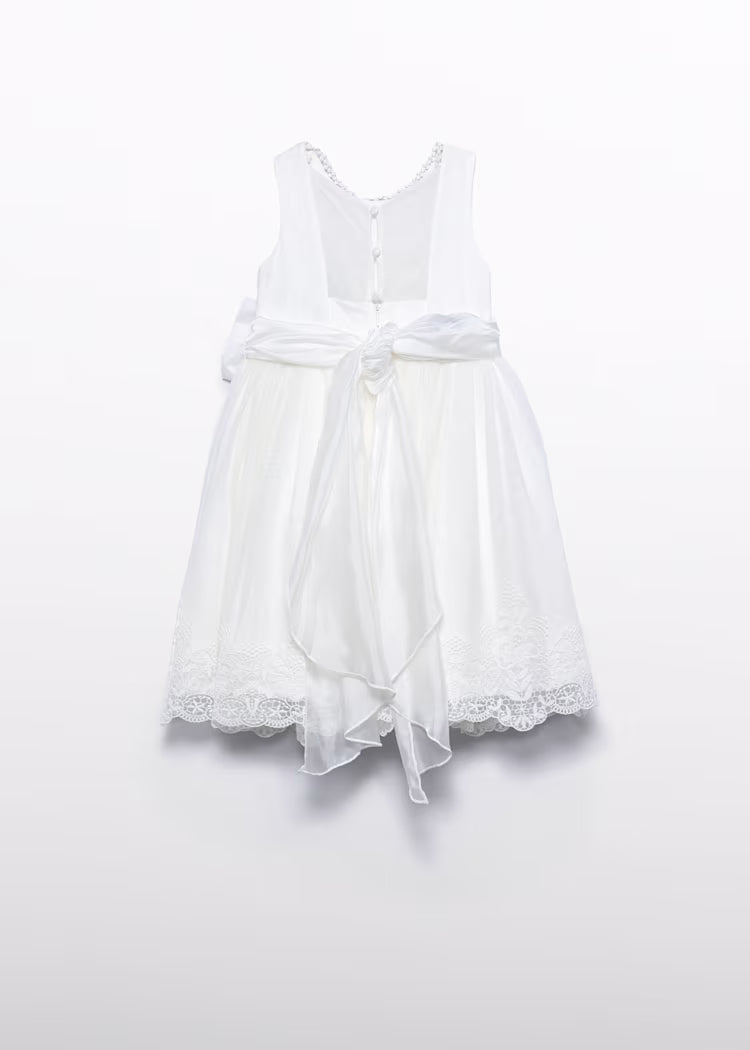 Vestido tul bordado lazada niña