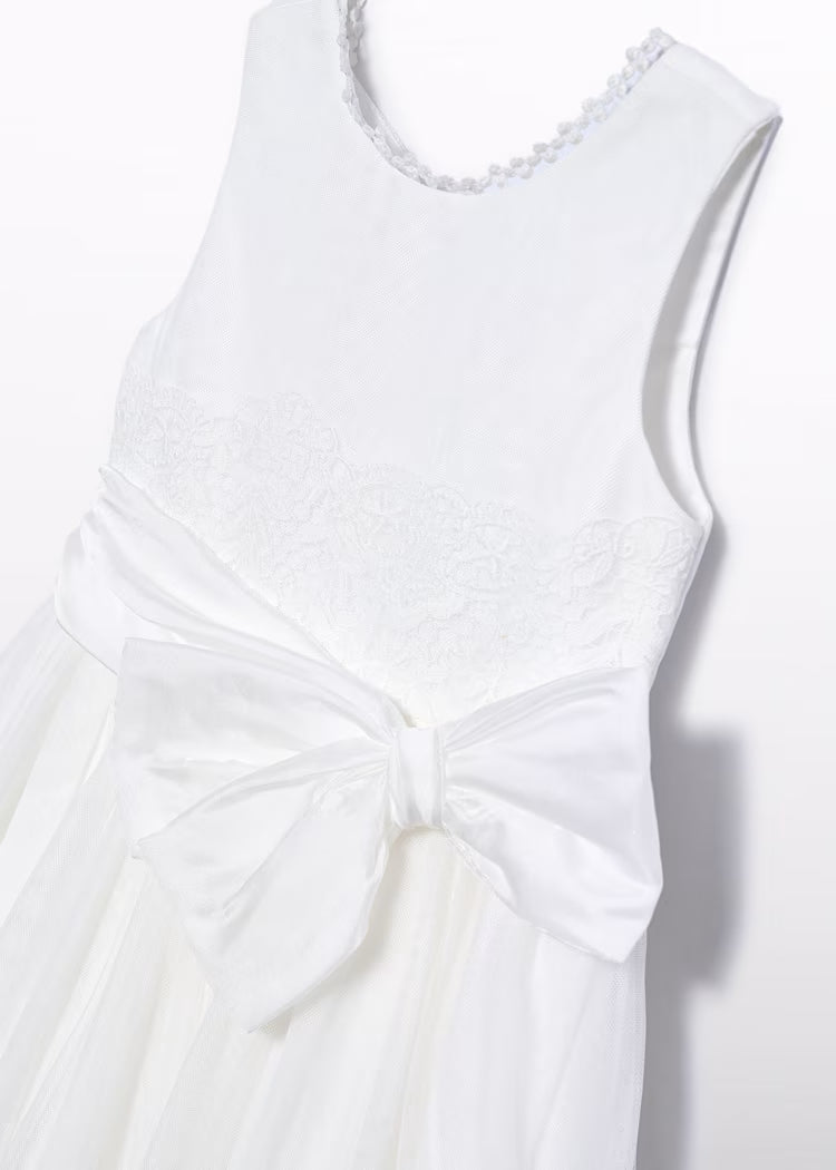 Vestido tul bordado lazada niña